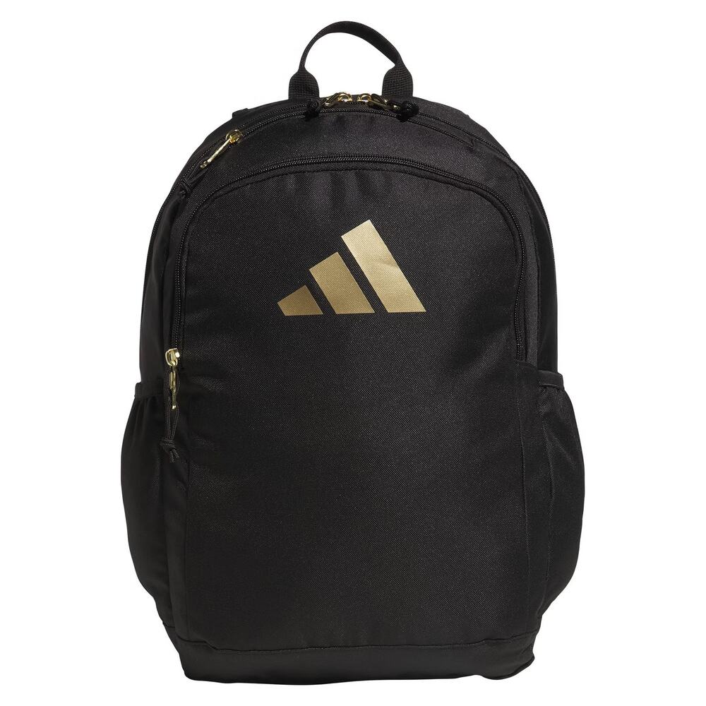Adidas Classic Backpack Black Gold Logo Laptop School Travel Gym Bookbag NWT